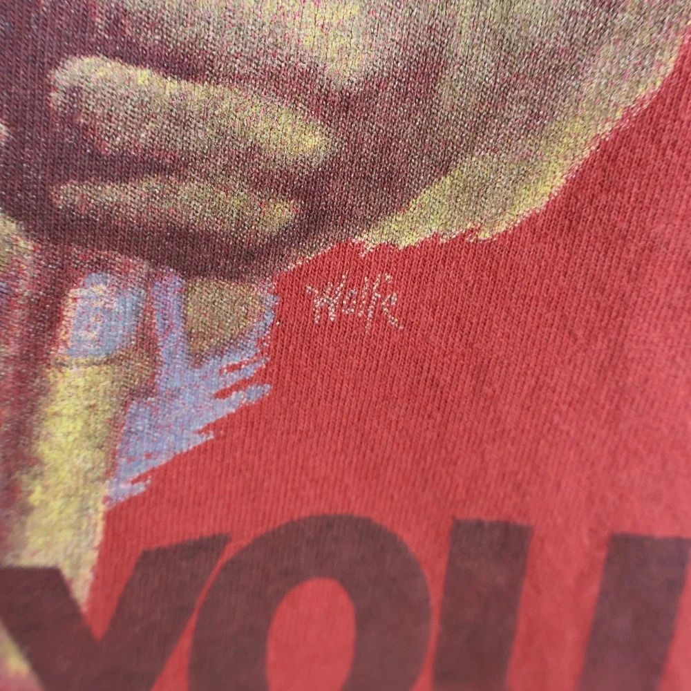 Smokey‎ Bear Only You Graphic T-Shirt XL Red Grunge Thrashed Cotton